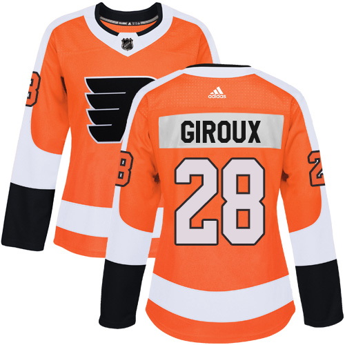 Adidas Philadelphia Flyers #28 Claude Giroux Orange Home Authentic Women Stitched NHL Jersey